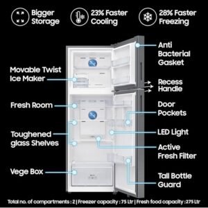 Samsung 350 L, Frost Free Double Door, WiFi Enabled Bespoke AI Refrigerator