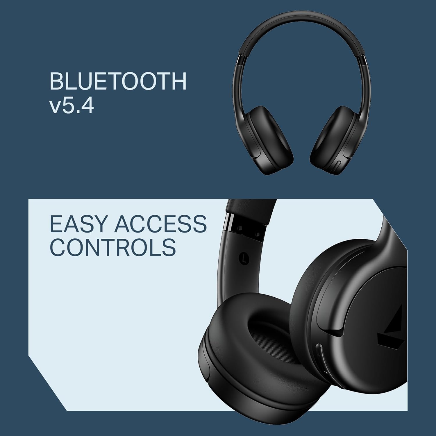 Boat 2025 Launch Rockerz 411, 40Ms Low Latency, 40Hrs Battery, 40Mm Drivers, ENx Tech, Stream Ad Free Music via App Support, Bluetooth Headphones, Wireless Over Ear Headphone with Mic (Active Black)